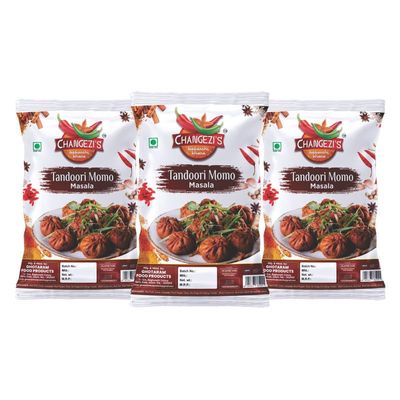 Changezi's Vegetable Tandoori Momo Masala/Tandoori Momos Nights | Tandoori Veggies Momo Masala | Momo Marinate Masala | Tandoori Marinate Momos Masala | Rich Spices Mix-980Gx3Pk