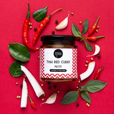 Wholespoon Red Thai Curry Paste (180gm) | All Natural, Preservatives Free, Plant Based | Make Restaurant Style Red Thai Curry in 10 mins