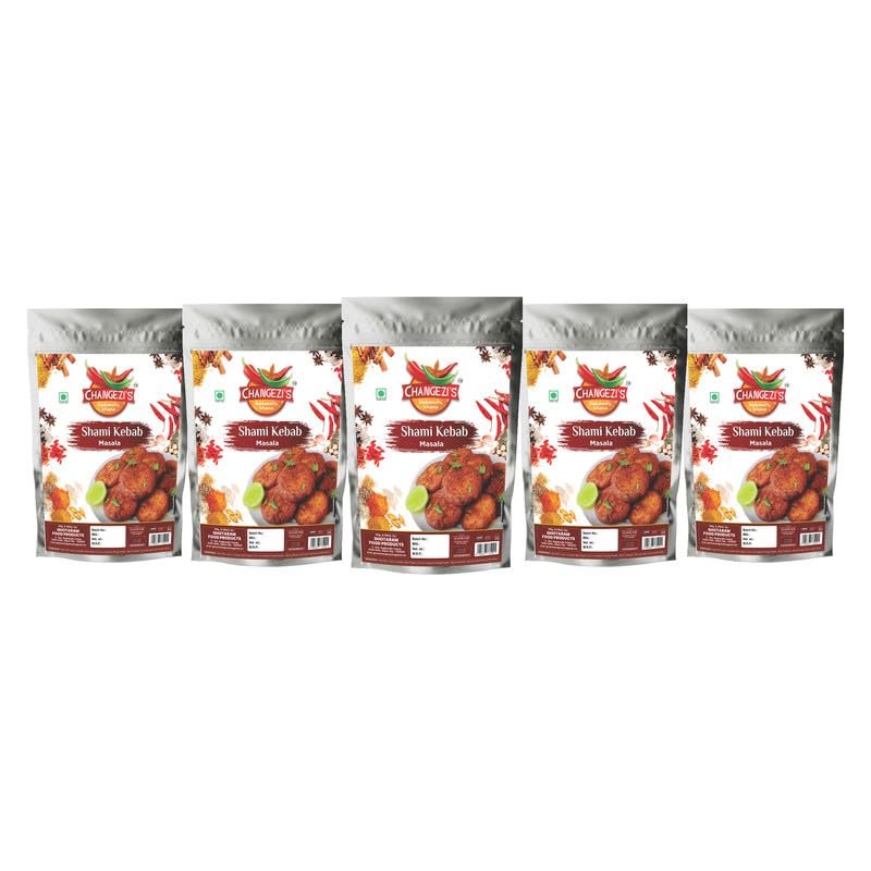 Changezi's Awadhi SHAMI KEBAB MASALA Chicken Mutton shami Kabab/Kebab Masala | Whole Spices Blend With Authentic Traditional Taste | Natural Spices | No Preservatives NO Added Colors-150Gx5Pk