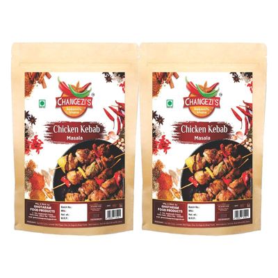 Changezi's Luckhnowi Chicken Tikka Masala/Meat Mutton Lamb Beef Kebab/Kabab Masala Powder | Murgh Kebab Masala Powder | Chicken Kebab Masala Powder | Zero Preservatives Added-150Gx2Pk