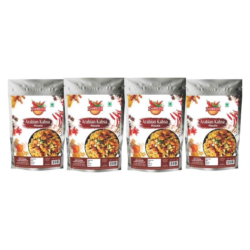 Changezi's Shahi Saudi Kabsa Masala/Saudi Famous Mutton Kabsa Masala | Chicken Mutton Kabsa Masala | KABSA MASALA POWDER | Lamb Kabsa Masala Powder Perfect Mix of Rich Spices-80Gx4Pk