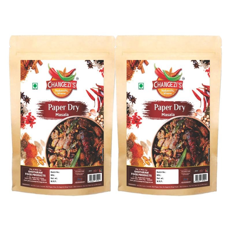 Changezi's Mughlai Secret Dry Paper Masala Essential Masala For ALL CHICKEN Dishes/Paper Dry Masala For Marinating Chicken Mutton For their Rich Authentic Flavour-240Gx2Pk
