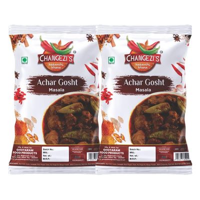 Changezi's Lucknowi Nawabi Achari Gosht Masala | Achar Gosht Masala | Gosht Masala | Achar Gosht Mix | Achari Meat Mutton Murgh Gosht Masala | Rich Spices Mixup Blend | Ready to Cook-190Gx2Pk