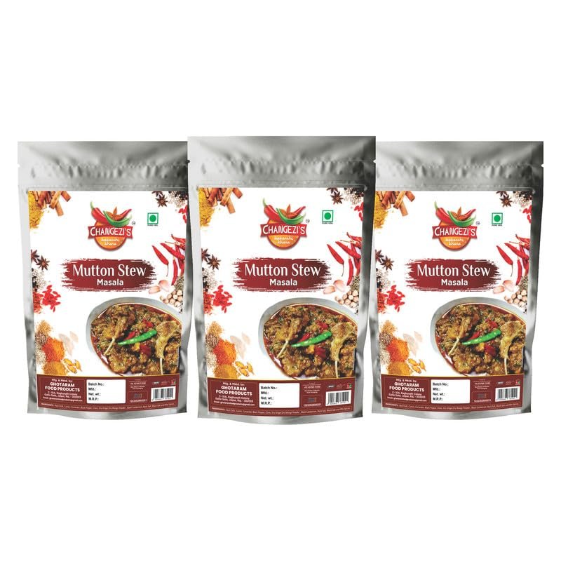 Changezi's MASALA Stew Masala Perfect Blend Of Rich Spices/Chicken Stew Masala | Mutton Stew Masala/Mutton Stew Do Pyaaza Masala | Easy & Ready to Cook Exotic Spice Blend-80Gx3Pk