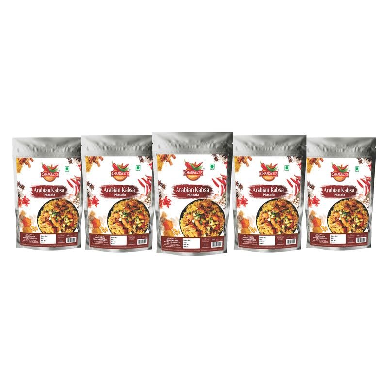 Changezi's Shahi Saudi Kabsa Masala/Saudi Famous Mutton Kabsa Masala | Chicken Mutton Kabsa Masala | KABSA MASALA POWDER | Lamb Kabsa Masala Powder Perfect Mix of Rich Spices-190Gx5Pk