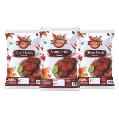 Changezi's Shami Kabab Masala Powder/Shami Kebab Masala Powder | Kabab Powder/Kabab Masala | SHAMI KABAB MASALA | Easy & Ready to Cook Spices for Shami Kebab | Delicious Flavorful-190Gx3Pk