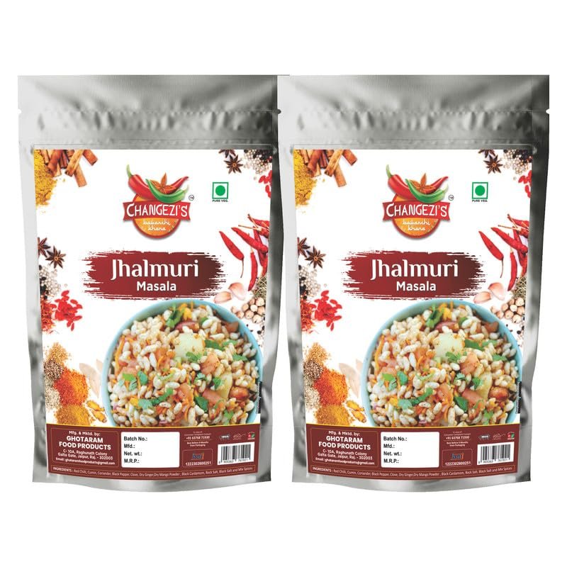 Changezi's Bengoli Jhalmuri Masala Powder/Jhal-Muri Masala Powder | Bhel-Puri Masala Powder/Bhelpuri Masala | Jhal Moodi Masala/Delicious Crunchy street food snack Masala-240Gx2Pk