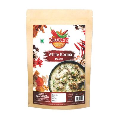 Changezi's Old Delhi White Korma Masala/Murgh Chicken Meat Mutton White Korma Masala/Sufiyani Chicken Kuruma Qorma Masala | Natural Spices MIX | Easy to Cook Exotic Masala-150Gx1Pk