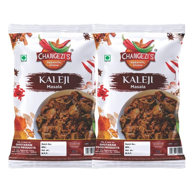 Changezi's Kaleji Masala Powder/Mutton Kaleji Masala | Eid Muharram Ramadan Special | Chatpati Kaleji Masala/Chicken Masala Kaleji Masala | Freshly Ground Aromatic Spices Mix-150Gx2Pk
