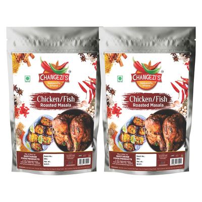 Changezi's All-in-One Natural Hot & Sweet Chicken Marinate Masala for Easy Cooking | Robust Blend of Bhut Jolokia, Garlic, Onion & Black Pepper for Fry/BBQ/Grill/Tandoori/Gravy-190Gx2Pk