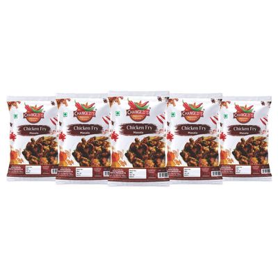 Changezi's Chicken Fry Masala/Fry Masala | Mutton Chicken Fish Fry Masala | Chicken Marinate Masala Powder For Crispy Spicy Chicken Fry | Fry Masala Selected Spices Mixup-190Gx5Pk
