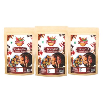 Changezi's Stone Ground Chicken Fish Marinate Masala/Roasted Masala | Roasted Chicken Masala/Chicken Roast Masala | Fish Fry/Tandoori Masala | Perfect Blend Of Rich Aromatic Spices-240Gx3Pk