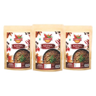 Changezi's Stone Ground Keema Masala/Qeema Masala | Mutton Keema Masala | Easy & Ready to Cook Spice Blend | Delicious, Flavourful, Aromatic & Rich in Flavour Qeema Masala-240Gx3Pk