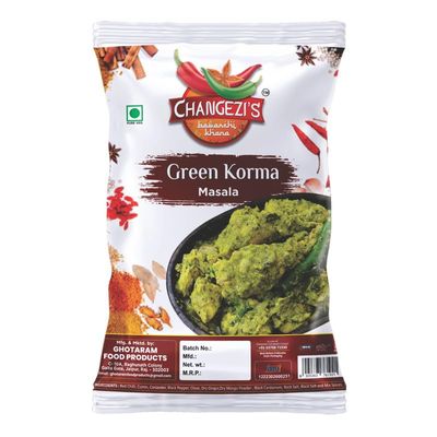 Changezi's Shahi Navratan Green Korma Masala/Royal Mughal Green Korma Masala | Green Chicken Korma Masala | Whole Spices Blend With Authentic Traditional Taste | Natural Spices-240Gx1Pk