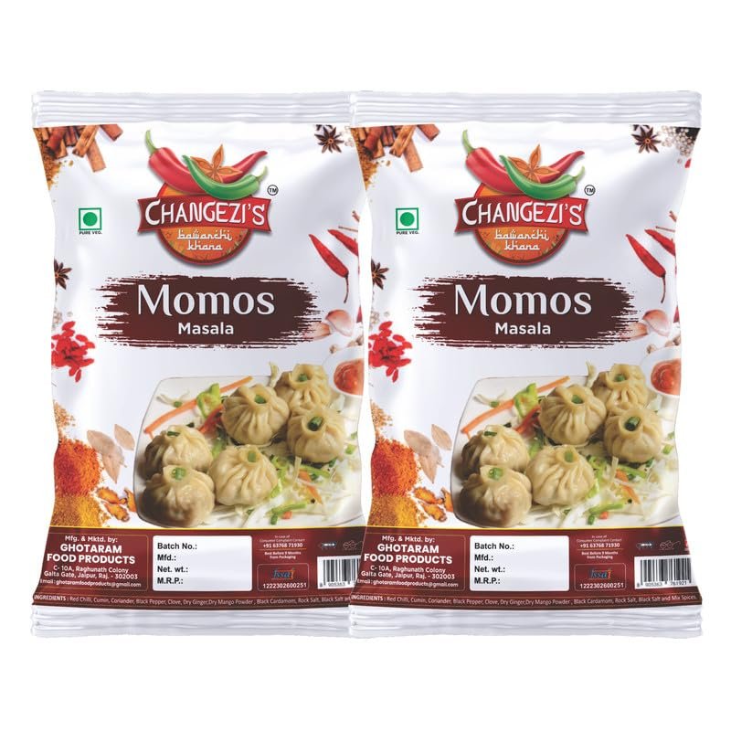 Changezi's Chinese Momo Masala Mix Masala Powder/Easy & Ready to Cook Exotic Spice Blend/Delicious, Flavourful & Aromatic Momos Masala Masala | Tastemaker Rich Momo Masala Mix-190Gx2Pk