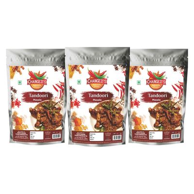 Changezi's Organic Tandoori Masala Powder/Grill Tandoori Masala Powder | Tandoori Tikka Masala/Tandoor Barbeque Spice Rub (BBQ Spice Mix) Masala Powder | Smoked Tandoori Nights-190Gx3Pk