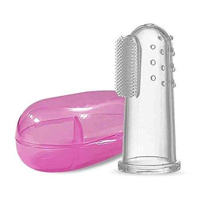 Urban SS,Baby Silicone Finger ToothBrush With Case For Easy Cleaning, Massaging, And Soothing Gums, Oral Hygiene
