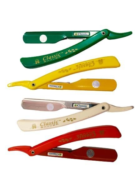 Classic Shaver International Plastic Handle Turkish Shaving Razors Multicolor Pack of 4 For Barber Salon & Home use
