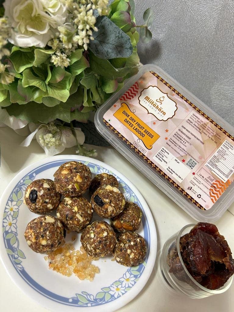 Miitahara Dink (Gond) Dates Laddu | Premium Homemade with Desi Ghee | No Added Sugar or Jaggery | No Added Preservative or Color |