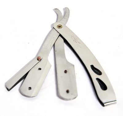 Classic International Stainless Steel Straight Edge Folding Beard Shaving Blade Barber Hair Salon Razor (TAIWAN)