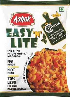ASHOK EASY'n LITE Mast/Magic Masala Instant Macaroni 55g,Not Fried,0% Cholesterol,100% Suji/Rawa,Vegan Friendly (Pack of 4, Instant Macaroni Magic Masala)