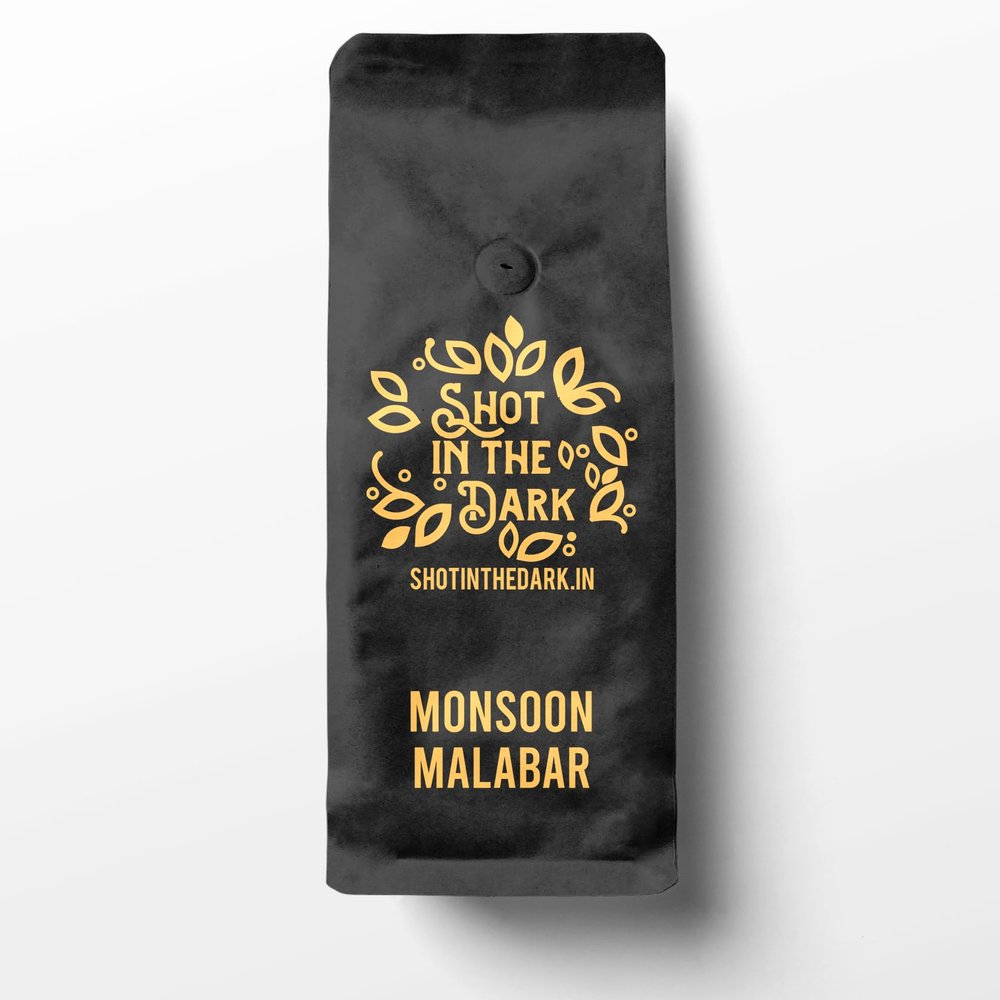 Shot In The Dark : Monsoon Malabar Medium Dark Roast (Whole Bean) 250 g | Made with 100% Specialty Grade Arabica Freshly Roasted Coffee Beans (Aeropress, 500 Grams)