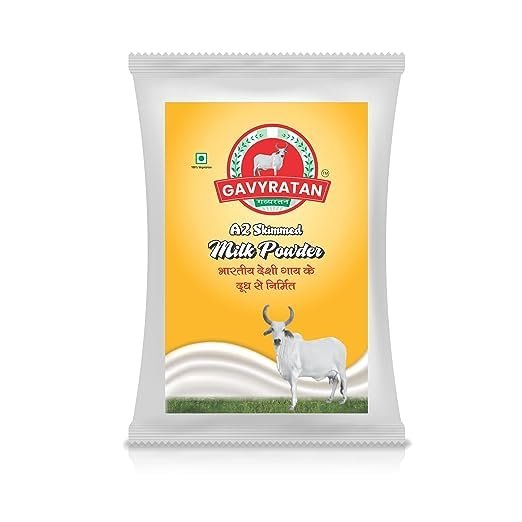 GAVYRATAN Pure & Premium Skimmed Milk Powder with Extra Protein 500Gm | Perfect for Making Tea & Coffee (Pack of 1)