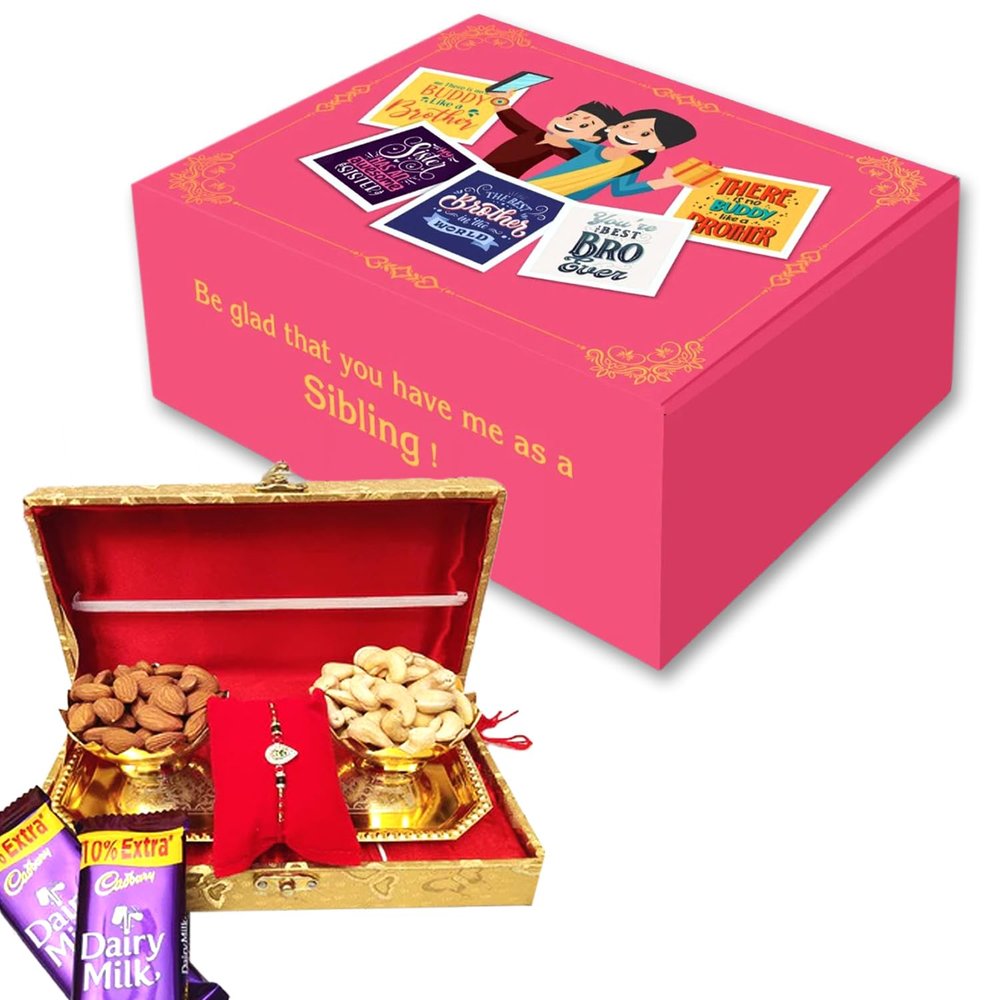 Bay Nut Premium bhaidooj Hamper for Brother (h-3) with roli chawal and kalawa