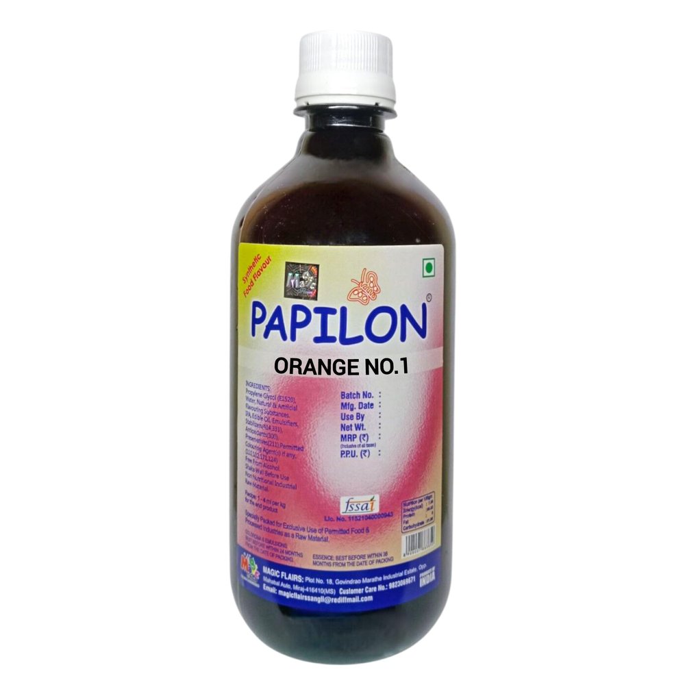 Papilon Concentradted Food Flavour 500ml -Orange No.1/Baking Essential Ideal for Cakes, Jams, Cookies, Ice Creams, Chocolate