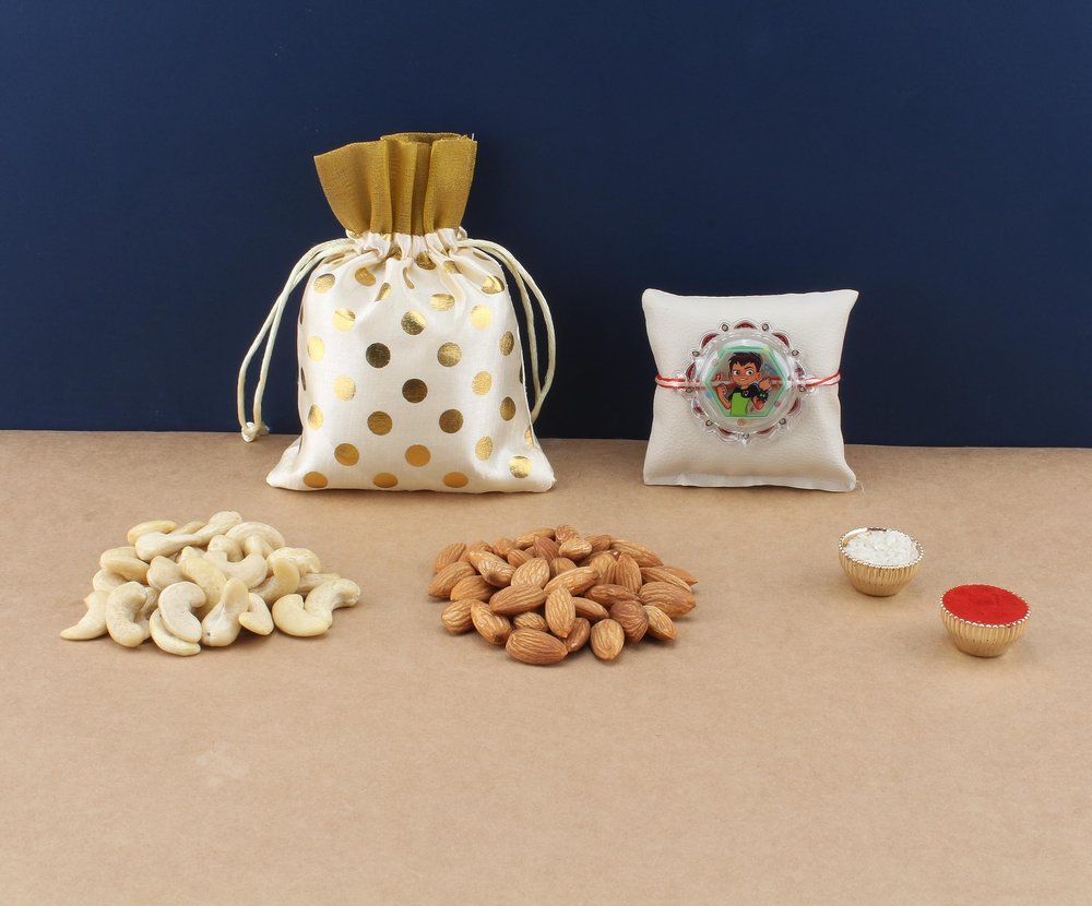 SFU E Com Rakhi With Dry Fruit Potli For Rakshabandhan Gift | Dry Fruit Gift Potli For Brother | Dry Fruits Gift Potli | Rakhi With Dryfruits | 039