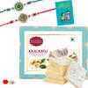 Kaameri Bazaar Rakhi for Brother combo with Sweets - Set of 2 Rakhi with Kaju Katli Gift Pack Greeting Card and Roli Chawal - Rakhi Gift for Brother - Semi precious stone rakhi view 1