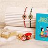 Kaameri Bazaar Rakhi for Brother combo with Sweets - Set of 2 Rakhi with Kaju Katli Gift Pack Greeting Card and Roli Chawal - Rakhi Gift for Brother - Semi precious stone rakhi view 2