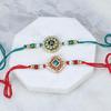 Kaameri Bazaar Rakhi for Brother combo with Sweets - Set of 2 Rakhi with Kaju Katli Gift Pack Greeting Card and Roli Chawal - Rakhi Gift for Brother - Semi precious stone rakhi view 3