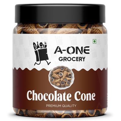 A-ONE GROCERY Best Bite- Choco Filled Cones | Belgian Chocolate Flavour 250 g Jar Pack