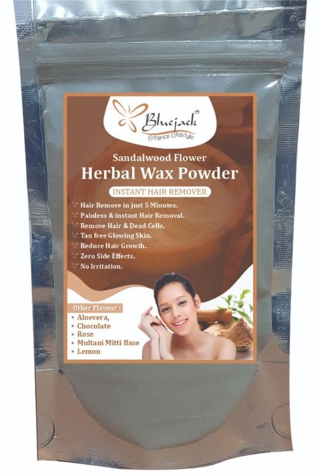 BLUEJACK Herbal Sandalwood Flower Instant Painless Hair Remover Waxing Powder For All Hair & Skin Types (100gm)