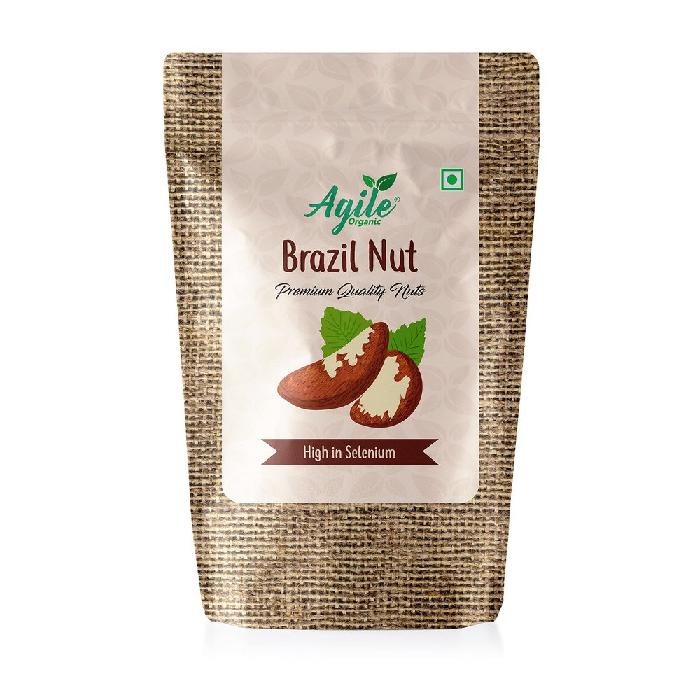 Agile Organic Jumbo Brazil Nuts 200g - Whole, Raw and Unsalted | Immunity Boosting| Brazilnut 200 grams [ Brazilian Nuts, Premium | Grade A++ ]
