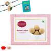 Kaameri Bazaar Rakhi for Brother combo with Sweets - Set of 2 Rakhi with Besan ladoo Gift Pack Greeting Card and Roli Chawal - Rakhi Gift for Brother - Morepank Rakhi view 1