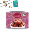 Kaameri Bazaar Rakhi for Brother combo with Sweets - Set of 2 Rakhi with Gulab Jamun Gift Pack Greeting Card and Roli Chawal - Rakhi Gift for Brother - Morepank Rakhi view 1