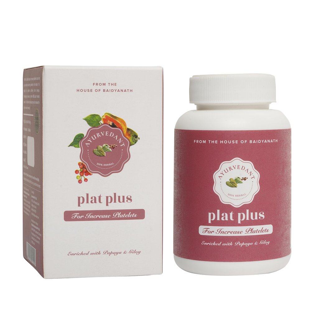 Ayurvedant Plat Plus | from The House of Baidyanath | Enriched Giloy,Papaya & Tulsi | Boost platelet Count | Antibacterial and antiviral Properties | 30 Tablet |