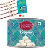 Kaameri Bazaar Rakhi For Brother combo With Sweets - Set of 5 Rakhi With Rasgulla Gift Pack Greeting Card And Roli Chawal - Rakhi Gift For Brother - Crystal rakhi,500 G view 1