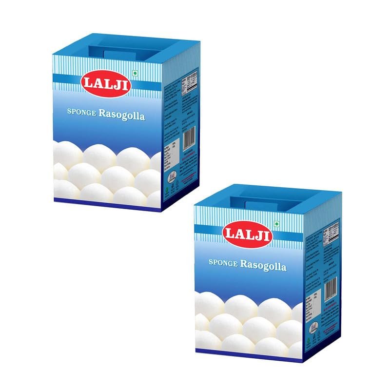 Lalji Foods Rasogolla 2Kg (1Kg x 2) | Authentic Sponge Rasogolla by Lalji | Soft and Juicy Bengali Sweet
