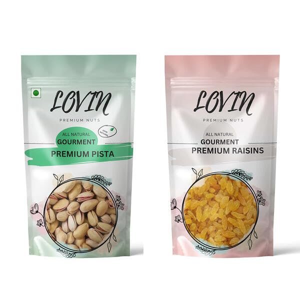 LOVIN NUTS Combo of Premium Pista & Raisin, 500g Pack of 2 | Rich in Antioxidants, Reduce Blood Pressure (1 KG)