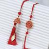 Kaameri Bazaar Rakhi for Brother and bhabhi combo with Sweets - Rakhi and lumba with soan papdi Gift Pack Greeting Card and Roli Chawal - Rakhi Gift for Brother and bhabhi - Pachi Red Rakhi view 2
