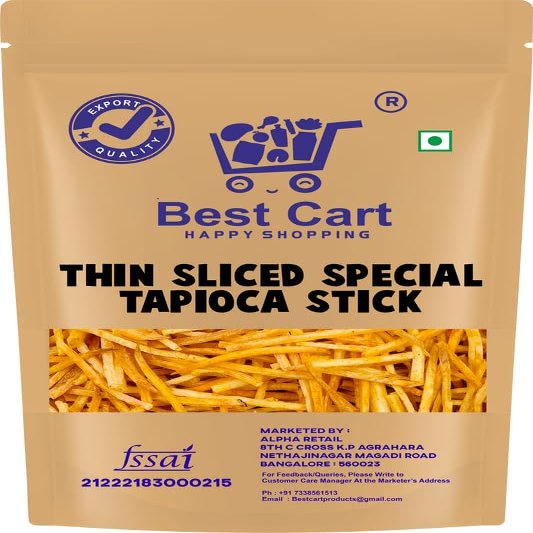 Best Cart-Happy shopping Special Tapioca Stick Kerala Special Spicy Tapioca Sticks | Kappa Chips | Kappakkolli | 1.2 kg = 300 GMS x 4 Pack = 1.2 kg