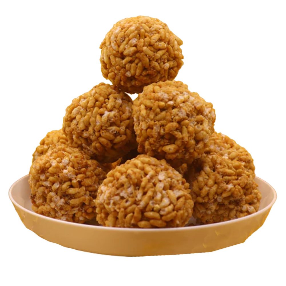 THE SNACKS POINT: Murmura Laddu - Winter Delights, Puffed Rice Bliss, Gud Ke Laddu Magic, Crispy Jaggery Treats - Perfect Snacking (16-18 Pieces) - Healthy Sweets, Bhel Laddu Fusion Joyg