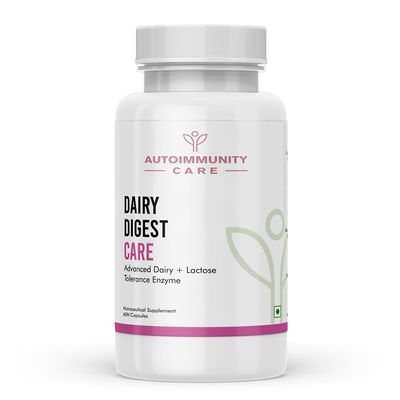 Autoimmunity care Dairy Digest Care | 9X Advanced Enzymes for Milk + Dairy + Lactose Intolerance | Milk & Dairy Digest, Digests Lactose, Dairy Proteins and Fats | 60 Veg Capsules