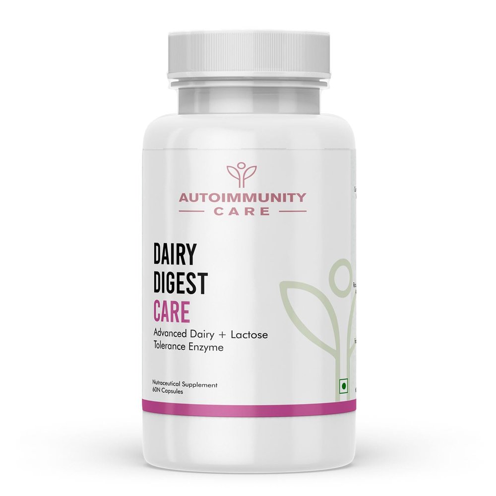 Autoimmunity care Dairy Digest Care | 9X Advanced Enzymes for Milk + Dairy + Lactose Intolerance | Milk & Dairy Digest, Digests Lactose, Dairy Proteins and Fats | 60 Veg Capsules