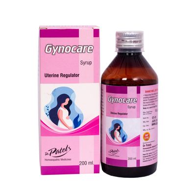 Dr Patel's Set of 2 Homeopathic Gynocare Syrup - Uterine Regulator Tonic | Uterine Tonic, Profuse Menses, Fertility Support, and Leucorrhea- 200ml