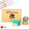 Kaameri Bazaar Rakhi for Brother combo with chocolate - Set of 5 Rakhi with 4 PC Dark chocolate Gift Pack Greeting Card and Roli Chawal - Rakhi Gift for Brother - Crystal rakhi view 1