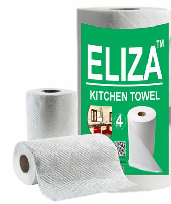 Eliza Premium 4 Ply Kitchen Towel Tissue Paper Roll - Pack of (60 Pulls Per Roll 4ply, 60 Sheets)